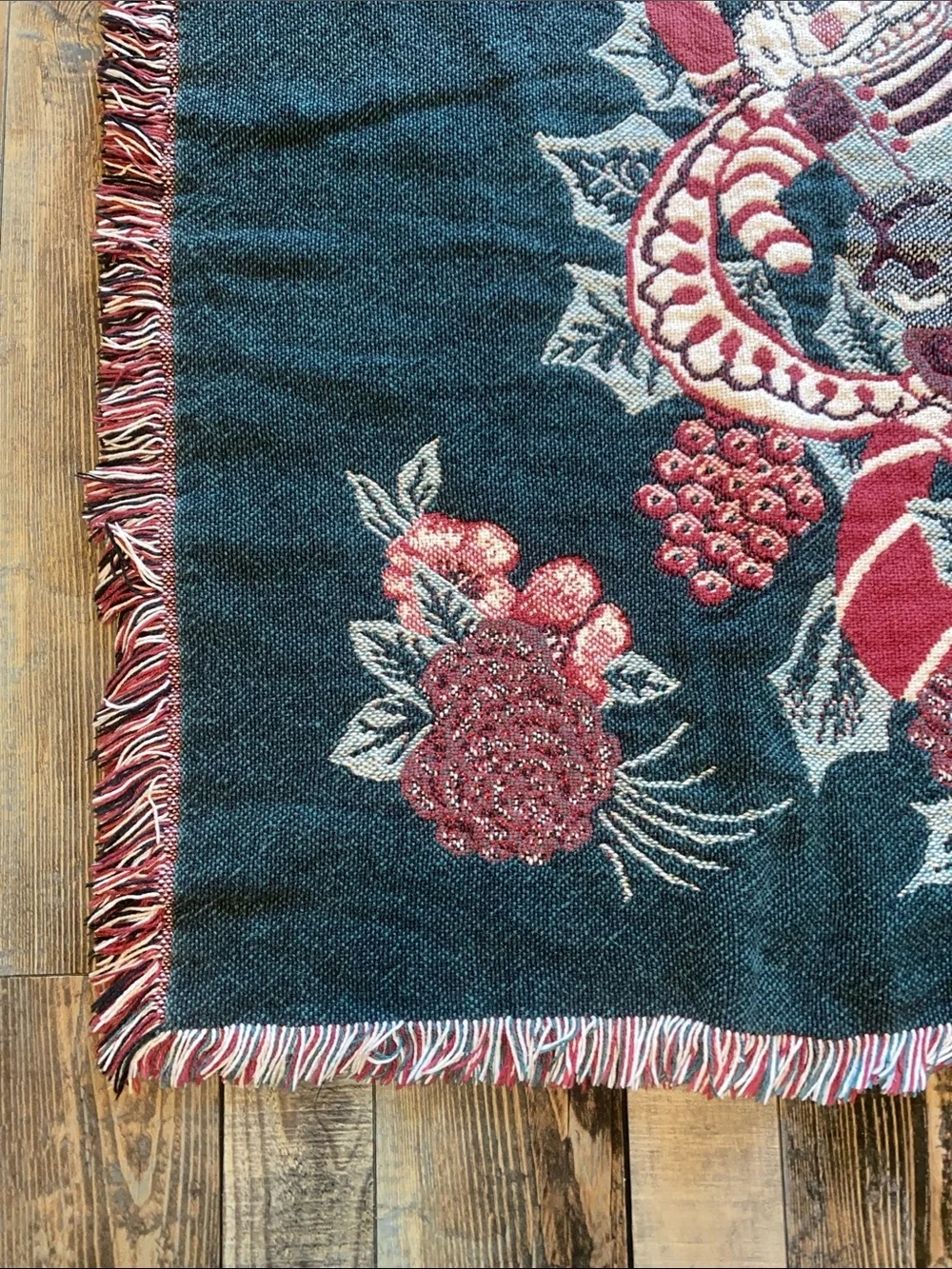 Vintage Tapestry Holiday Santa Nutcracker Throw Blanket